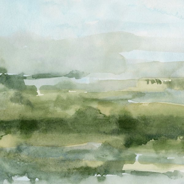 Soft Sage Landscape I by Emma Caroline - Hand-Painted Oil Painting Reproduction