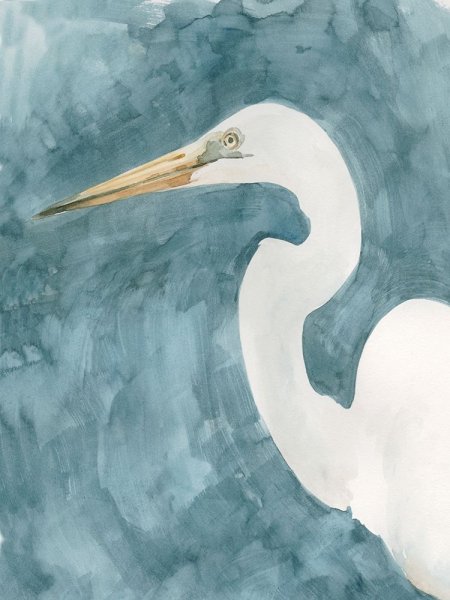 Main Product Photo of Watercolor Heron Portrait I Painting by Emma Caroline