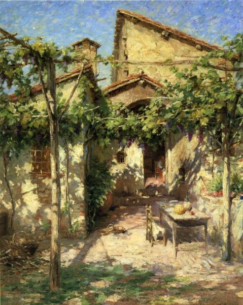 Main Product Photo of Courtyard Scene Painting by Emma Lampert Cooper