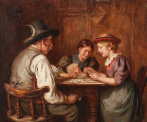 Kartenspielerinnen by Emma Muller Von Seehof Oil Painting