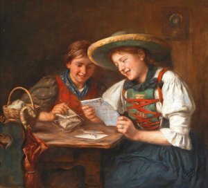 The Love Letter by Emma Muller Von Seehof Oil Painting