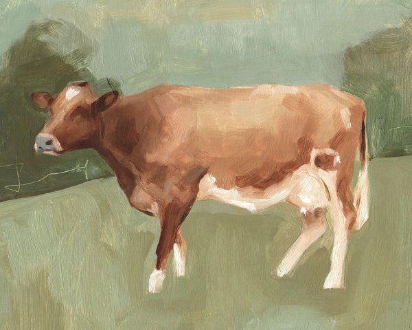 Bovine Field I by Emma Scarvey - Hand-Painted Oil Painting Reproduction