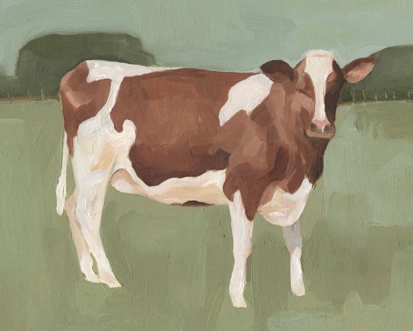 Bovine Field II by Emma Scarvey - Hand-Painted Oil Painting Reproduction
