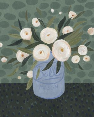 Mason Jar Bouquet III by Emma Scarvey Oil Painting
