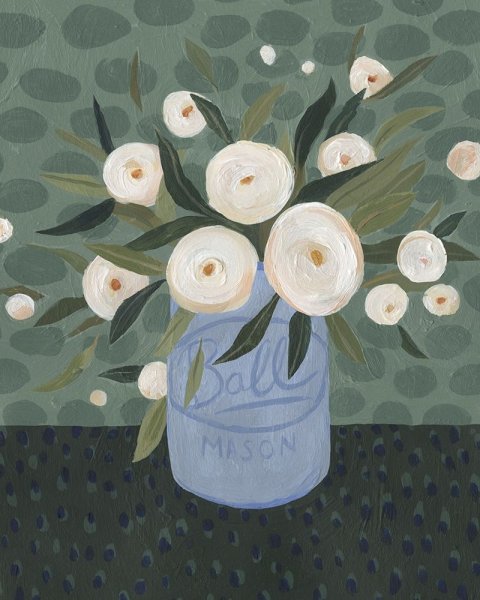 Mason Jar Bouquet III by Emma Scarvey - Hand-Painted Oil Painting Reproduction