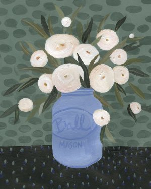 Mason Jar Bouquet IV by Emma Scarvey Oil Painting