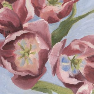 Mauve Tulips I by Emma Scarvey Oil Painting