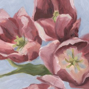 Mauve Tulips II by Emma Scarvey Oil Painting