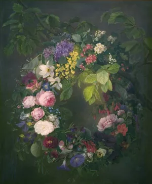 En Blomsterkrans Oil painting by Emma Thomsen