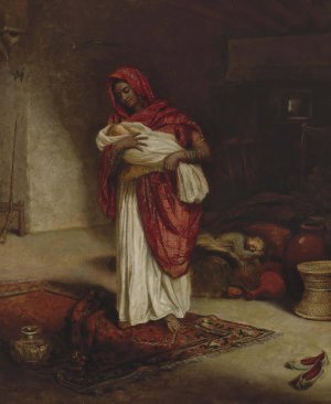 Indian Ayah With Sleeping Children by Emma W. Fullerton Oil Painting