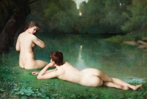 At the water's edge by Emmanuel Benner Oil Painting