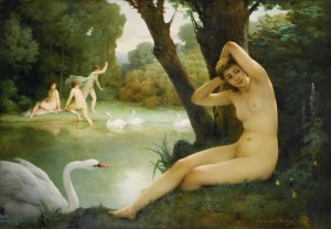 Leda Et Le Cygne by Emmanuel Benner Oil Painting