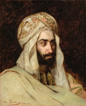 Man In A White Turban In Constantinople by Emmanuel De Dieudonne Oil Painting