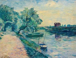 La Guinguette Au Bord De La Seine by Emmanuel De La Villeon Oil Painting