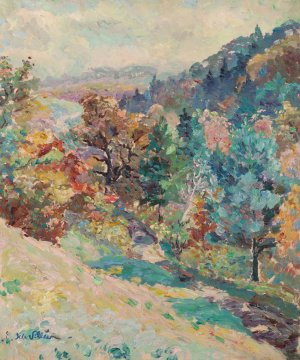 Vallee de Calamine. Automne by Emmanuel De La Villeon Oil Painting