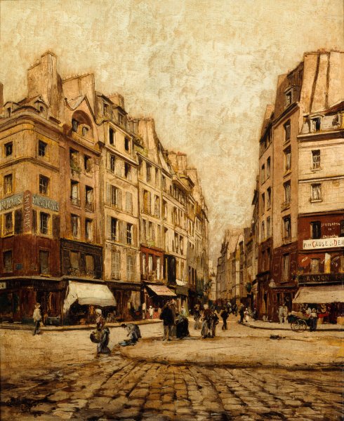 La Rue Galande  by Emmanuel Lansyer - Hand-Painted Oil Painting Reproduction