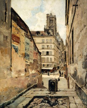 La Rue Grenier-sur-l'Eau by Emmanuel Lansyer Oil Painting