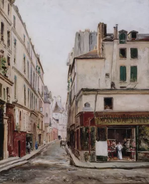 La Rue Hautefeuille Oil painting by Emmanuel Lansyer