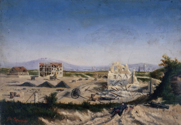 Le Fort de Vanves, pendant la guerre de 1870  by Emmanuel Lansyer - Hand-Painted Oil Painting Reproduction