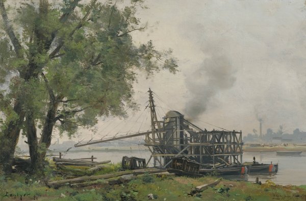 The Seine At Rouen  by Emmanuel Lansyer - Hand-Painted Oil Painting Reproduction