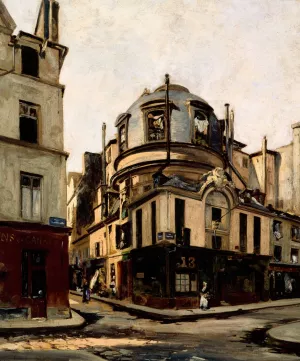 Vue de l'amphitheatre de l'ancienne faculte de Medecine, a l'angle de la rue de la Bucherie et de la rue de l'Hotel Colbert Oil painting by Emmanuel Lansyer