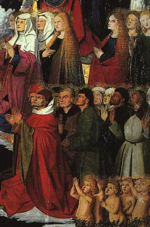 The Coronation of the Virgin, Detail: the Crowd Oil painting by Enguerrand Charonton