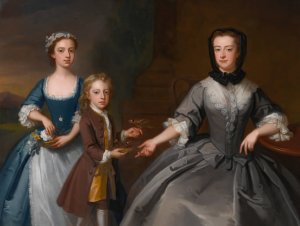 Portrait Of Mrs. Finch With Her Son And Daughter by Enoch Seeman Oil Painting