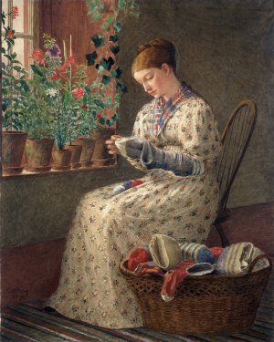 A Month's Darning by Enoch Wood Perry Jr. Oil Painting