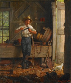 Inside a Barn by Enoch Wood Perry Jr. Oil Painting