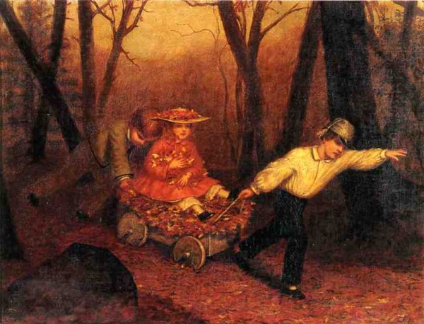 Main Product Photo of Collecting Autumn Leaves Painting by Enoch Wood Perry