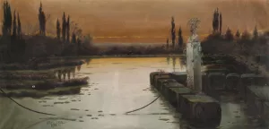 Abendstimmung in den Pontinischen Sumpfen Oil painting by Enric Serra Auque