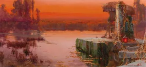 Evening Light Over The Pontine Marshes Oil painting by Enric Serra Auque