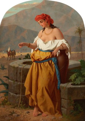Woman by the Well by Enrico Fanfani Oil Painting