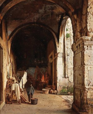 Under the Arcades by Enrico Gaeta Oil Painting