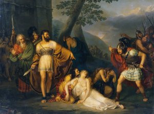 King Starno shows Fingal his dead daughter by Enrico Scuri Oil Painting