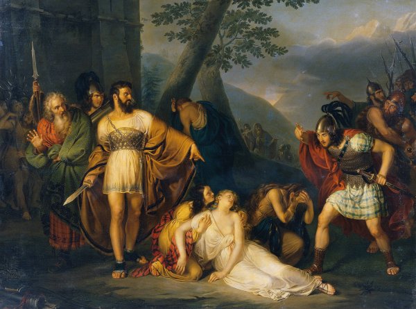 King Starno shows Fingal his dead daughter by Enrico Scuri - Hand-Painted Oil Painting Reproduction