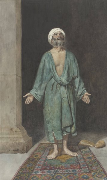 Een biddende muzelman  by Enrico Tarenghi - Hand-Painted Oil Painting Reproduction