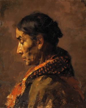 Old Spanish Woman by Enrique Jaraba Y Jimenez Oil Painting