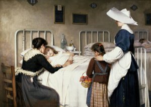 La Visita De La Madre Al Hospital by Enrique Paternina Garcia Cid Oil Painting