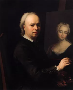 Self-Portrait at the Easel painting by Ephraim Hochhauser