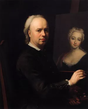 Self-Portrait at the Easel Oil painting by Ephraim Hochhauser