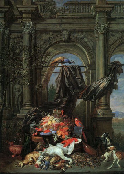 Main Product Photo of Still Life in an Architectural Setting Painting by Erasmus Quellinus II