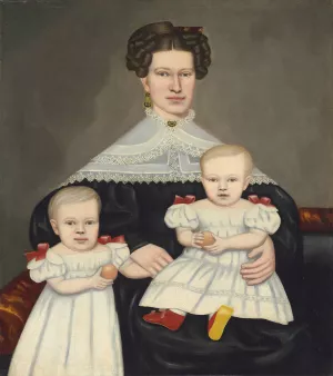 Mrs. Paul Smith Palmer and Her Twins by Erastus Salisbury Field Oil Painting