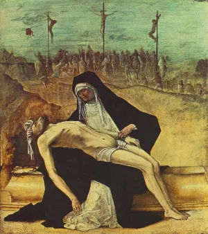 Predella of Stories of Christ 2 Pieta by Ercole De' Roberti - Oil Painting Reproduction