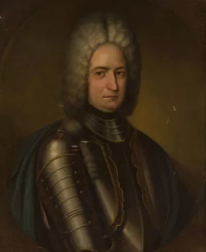 Portrait of a man in armour by Erhard Ludewig Winterstein Oil Painting