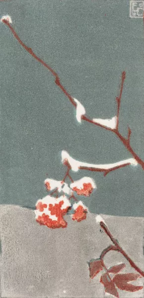 Cluster of Rowanberries with Snow by Eric O. W. Ehrstrom Oil Painting