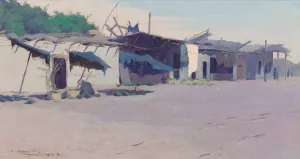 Village Hutts, Alexandria, Egypt by Eric Pape Oil Painting
