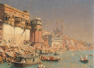 Munshi Ghat in Varanasi on the Ganges, India by Erich Kips Oil Painting