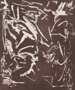 Abstracte compositie by Erich Wichmann Oil Painting