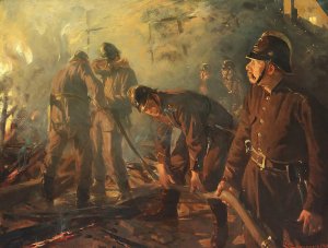 Kamp mod Ilden by Erik Henningsen Oil Painting